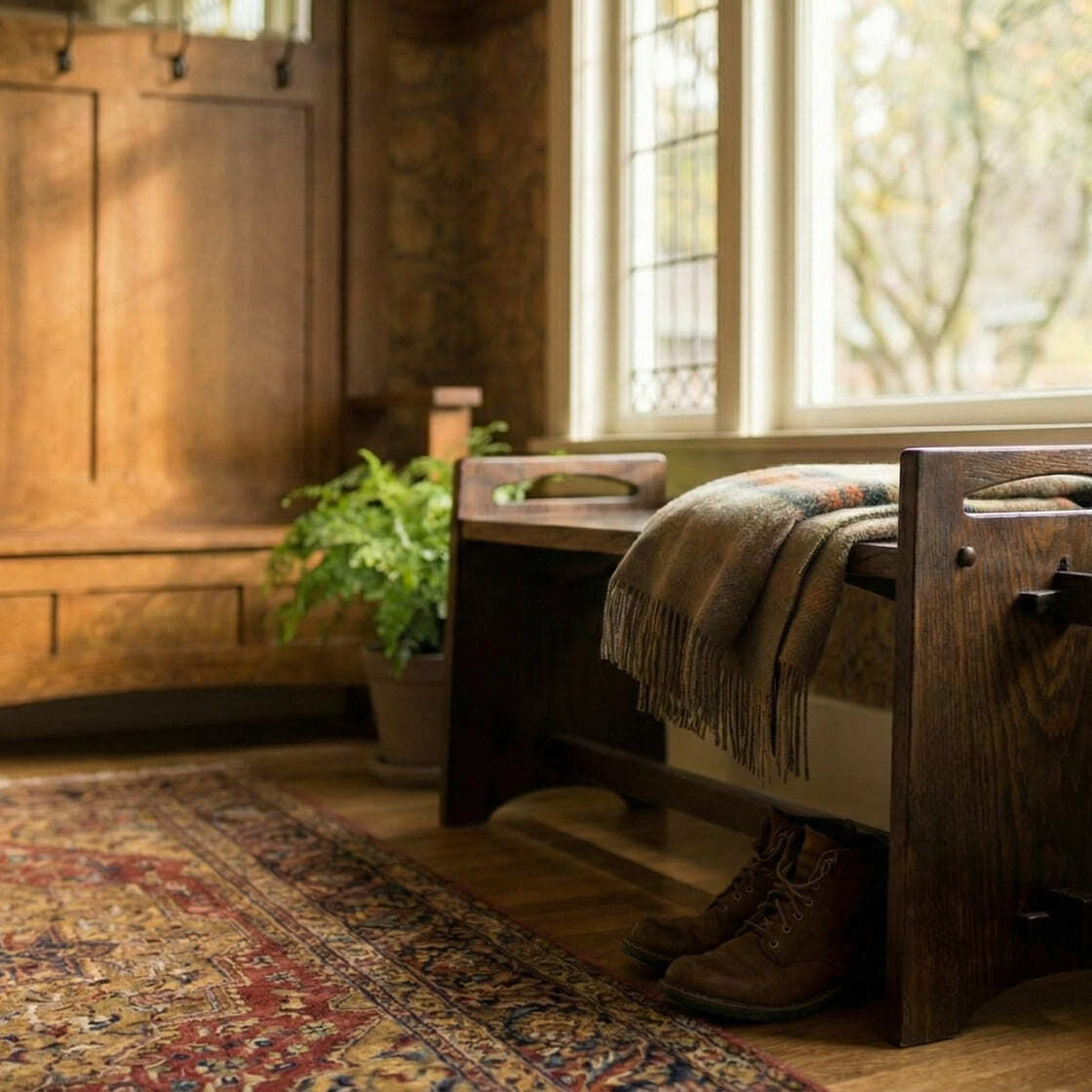 Gustav Stickley Inspired Craftsman Style Bench