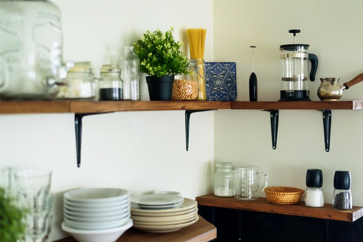 open kitchen shelving wood design