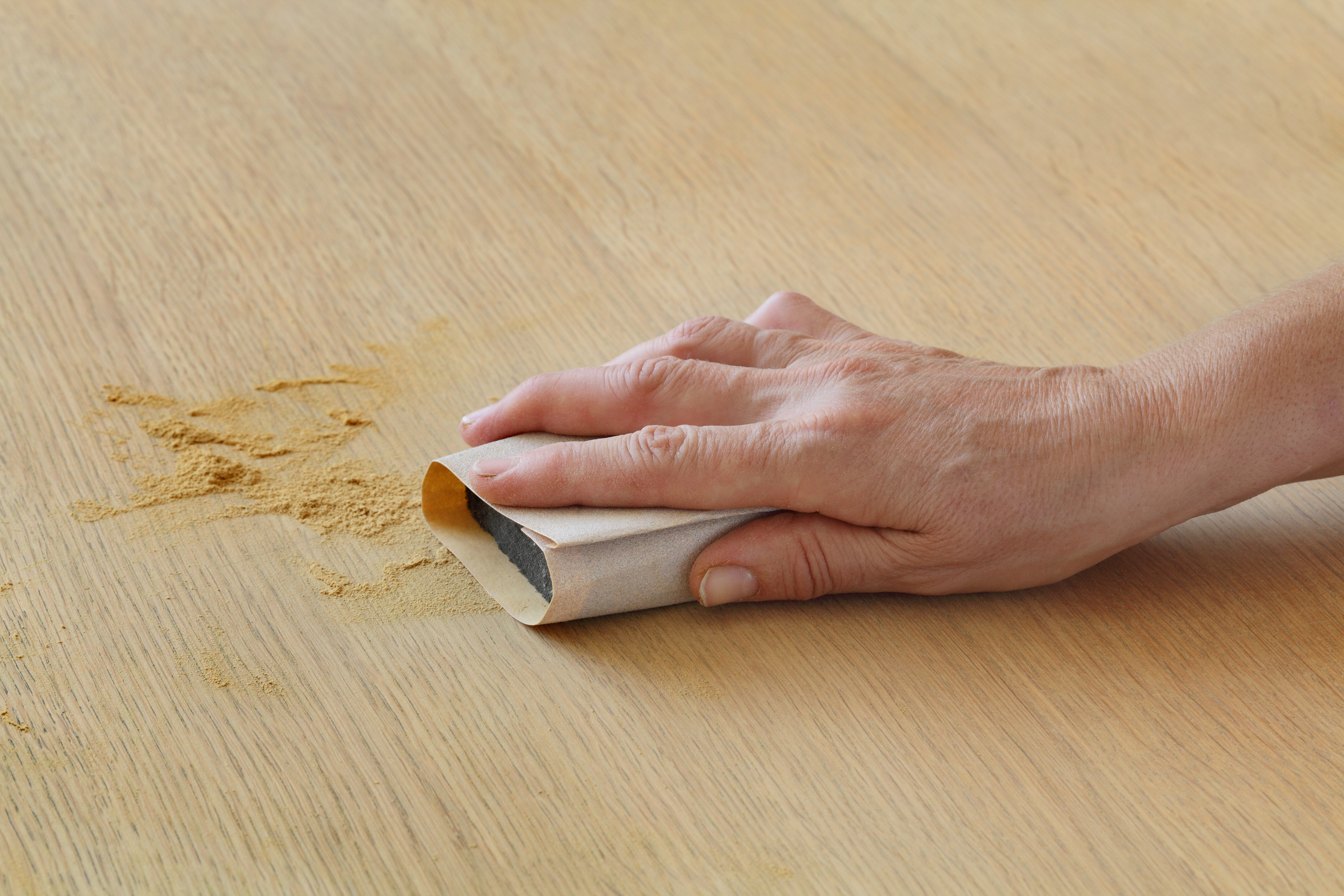 Sanding butcher block countertop